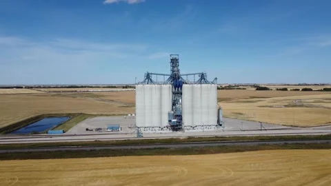 High capacity grain elevator, Alberta Stock Footage 211787708