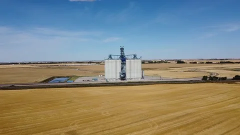 High capacity grain elevator, Alberta Stock Footage 211787829