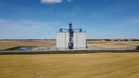 High capacity grain elevator, Alberta Stock Footage 211787847