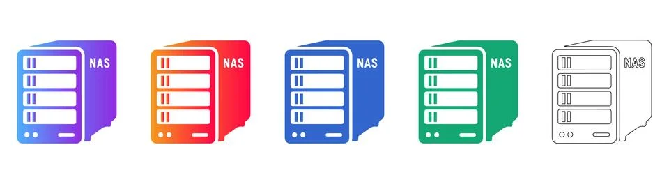 High Capacity NAS Server Storage Icons Stock Illustration