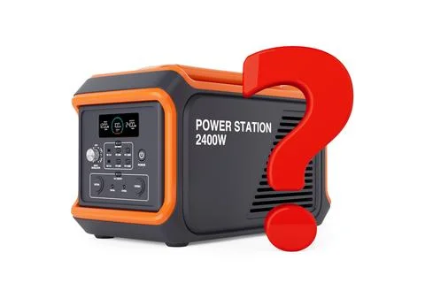 High Capacity Portable Power Generator Station with Red Question Mark. 3d R.. Stock Illustration