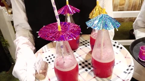High Class Indian Wedding Catering Welcome Drink Service – 4K Footage Stock Footage 311375256