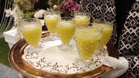 High Class Indian Wedding Catering Welcome Drink Service – 4K Footage Stock Footage 311375368