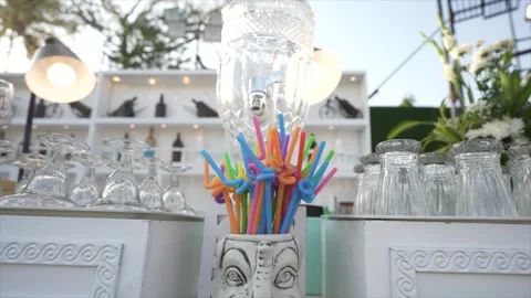 High Class Indian Wedding Catering Welcome Drink Service – 4K Footage Stock Footage 311375831