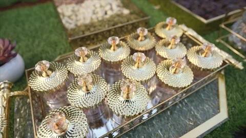 High Class Indian Wedding Catering Welcome Drink Service – 4K Footage Stock Footage 311376217