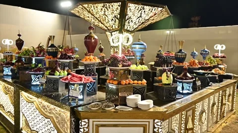 High Class Indian Wedding Catering Welcome Drink Service – 4K Footage Stock Footage 311376434