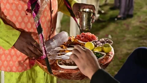 High Class Indian Wedding Catering Welcome Drink Service – 4K Footage Stock Footage 311381458