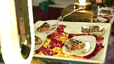 High Class Indian Wedding Catering Welcome Drink Service – 4K Footage Stock Footage 311382121