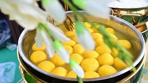 High Class Indian Wedding Catering Welcome Drink Service – 4K Footage Stock Footage 311433297