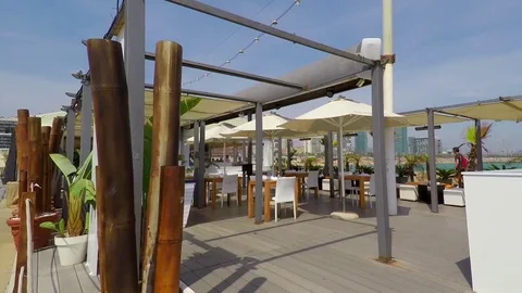 High Class Restaurant On The Wavebreaker Stock Footage 74164725