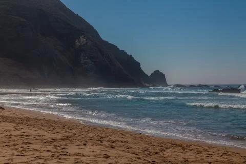 High cliff falling into the ocean Stock Photos
