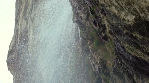High cliff waterfall Stock Footage 141852696