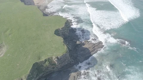 High cliffs and ocean drone view in Spain Stock Footage 111980064