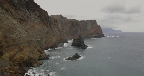 High cliffs on coast of Madeira island Stock Footage 246349493