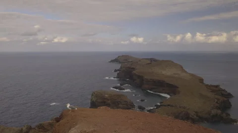 High cliffs on coast of Madeira island, 8K Stock Footage 246360513