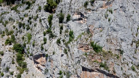High cliffs on the mountain, aerial drone view. Rocks in nature. Stock Footage 249277354