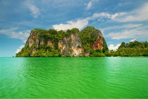 High cliffs on the tropical island Stock Photos