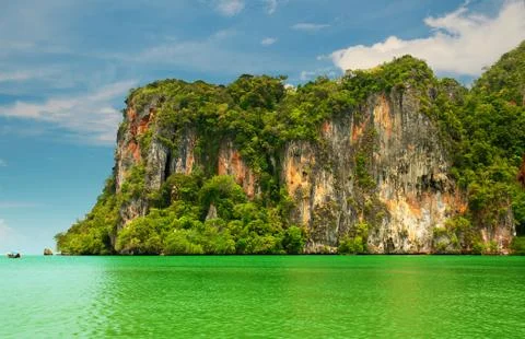 High cliffs on the tropical island Stock Photos