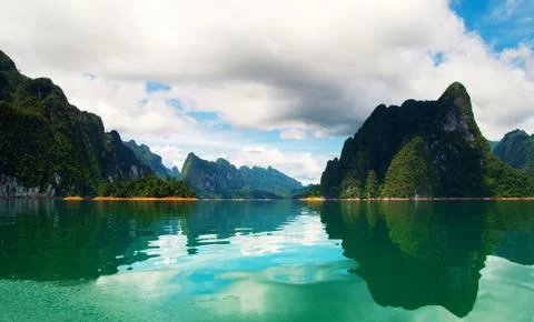 High cliffs on the tropical island Stock Photos