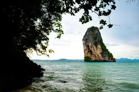 High cliffs on the tropical island Stock Photos