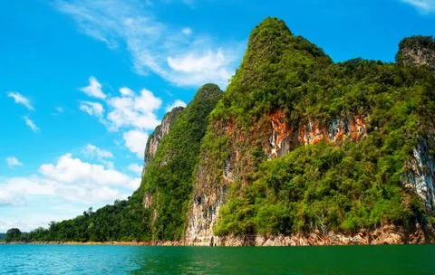 High cliffs on the tropical island Stock Photos