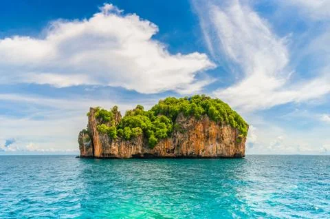 High cliffs on the tropical island. Stock Photos