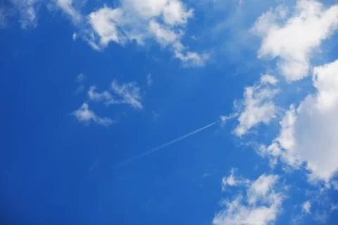 High clouds in the summer sky. Sky background. Meteorological observations .. Stock Photos