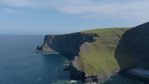 High Coastal Ledge and Sea Arch Along Cliffs of Moher, Ireland Stock Footage 341010589