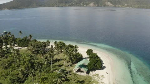 High Coastal View of Secluded Beach and Bay Waters in Mati City Stock Footage 237976087
