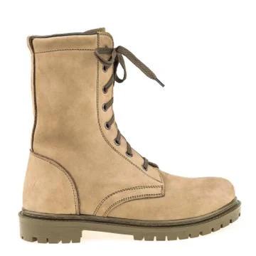 High combat boot isolated on white background. Stock Photos