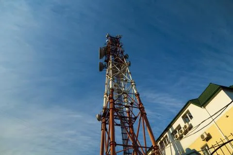 High communication tower Stock Photos