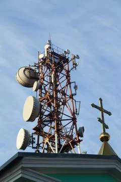 High communication tower Stock Photos