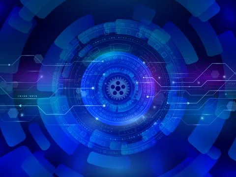 High computer communication technology on the blue background. Digital techno Stock Illustration