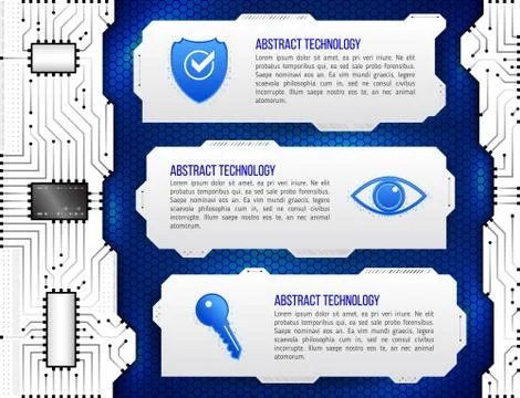 High computer technology concept with shield, eye and key. Internet security  Stock Illustration