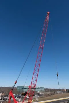 High construction craneon road construction Stock Photos