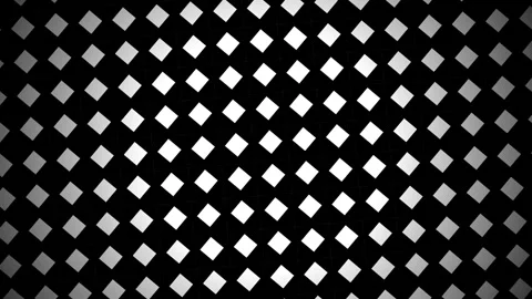 A high contrast abstract pattern of white glowing squares on black background Stock Footage 335146002
