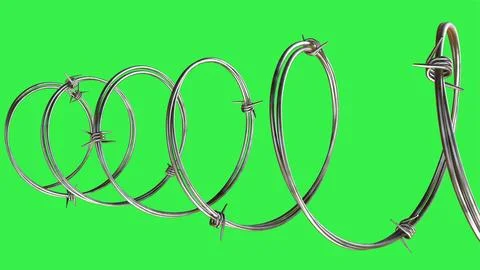 High-Contrast Barbed Wire on Green for Striking Visuals Stock-Illustration