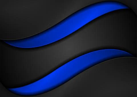 High contrast blue and black abstract tech corporate wavy background Stock Illustration