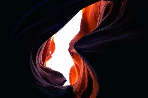High contrast of light and shadow in antelope canyon Stock Photos