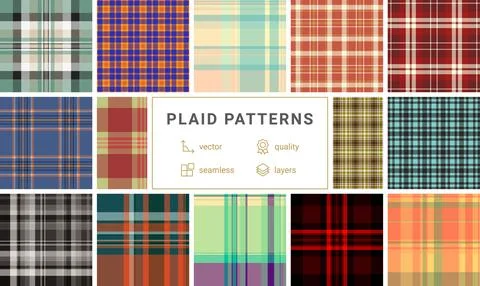 High contrast plaid pattern advertising visuals. Strong tartan geometry comma Illustrazione stock
