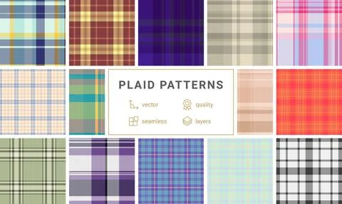 High contrast plaid pattern advertising visuals. Strong tartan geometry comma Illustrazione stock