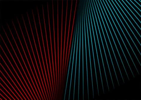 High contrast red and blue neon glowing laser lines futuristic background Stockillustratie