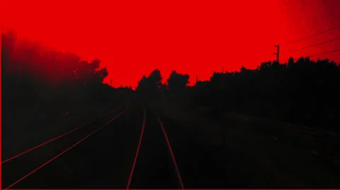 High Contrast Red Train Timelaps Stockbeeldmateriaal 39707862