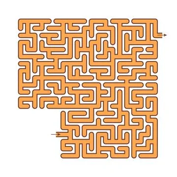 High-contrast square maze artwork featuring continuous orange pathway bounded Illustration