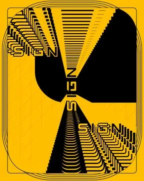 High Contrast Yellow Black Dynamic Text Poster Typography Wall Art Ilustración de archivo