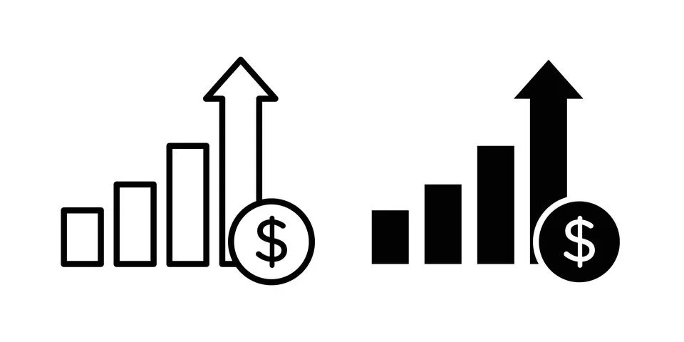 High cost icon thin line and clipart style vector set Stock Illustration