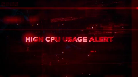 High CPU Usage Alert Word on Hacker concept technology futuristic data backg Stock Footage 343574750