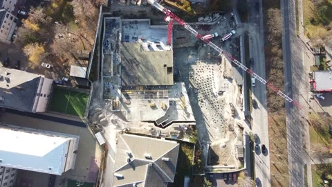 High crane on the construction site Stock Footage 164145133