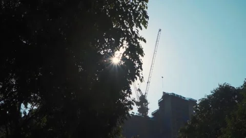 High crane works on building Stock Footage 142007712