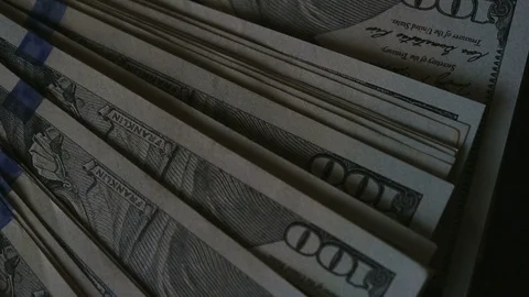 High definition 1080p movie of stack of United States of America USD 100 Dollars Video stock 72451444